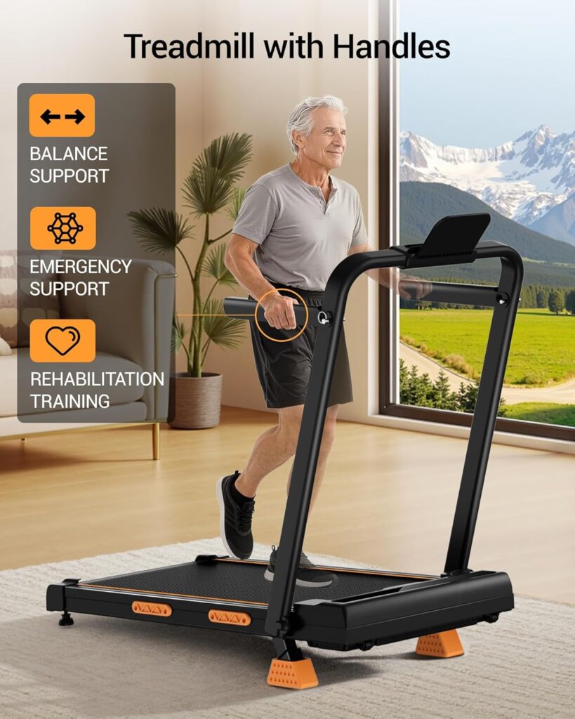LONTEK X5F Walking Pad Treadmill with supportive side handles